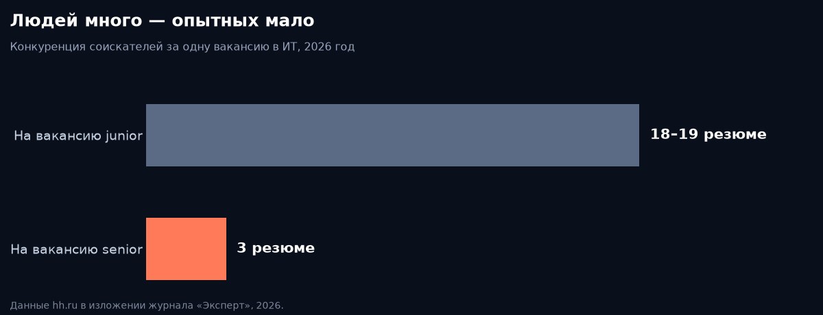 Конкуренция соискателей на вакансии junior и senior в ИТ